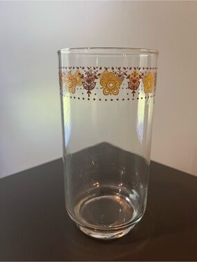 Vintage 70s Libbey Butterfly Gold Beverage Glass Corelle Pyrex Coordinate